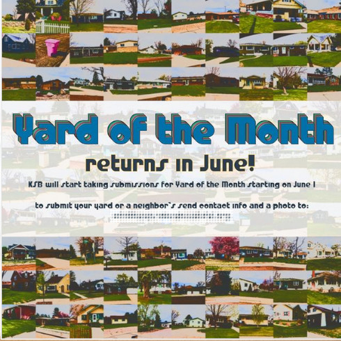 flyer is a grid of houses with text indicating the June Yard of the Month Contest